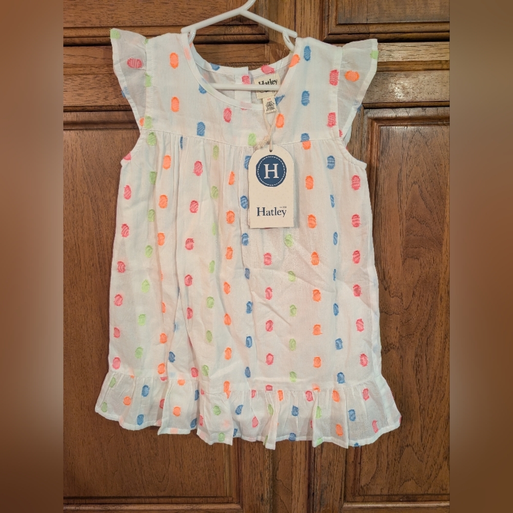 Hatley White Dress with Colorful Dots